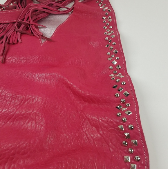 Thulare Monareng Oversized Bubble Gum Pink Cow Hide Studded Bag - Picture 11 of 15